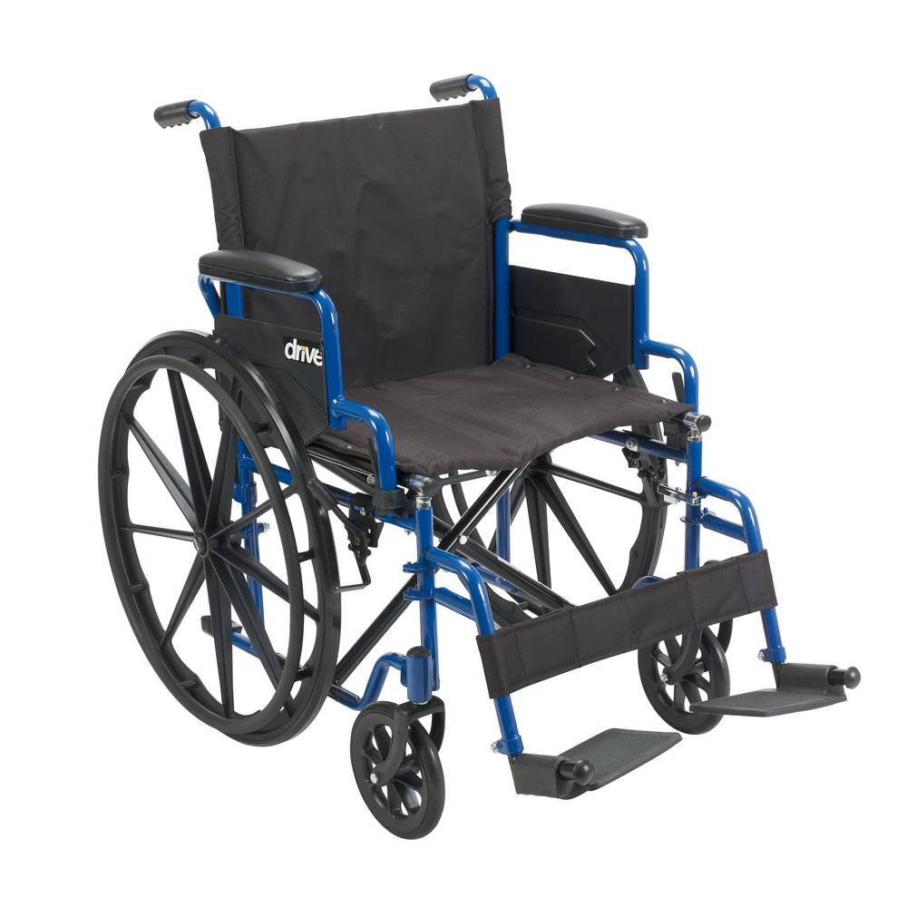 Drive Medical Blue Streak Wheelchair with Flip Back Desk Arms 18 in. Seat and Swing Away Footrest bls18fbd-sf