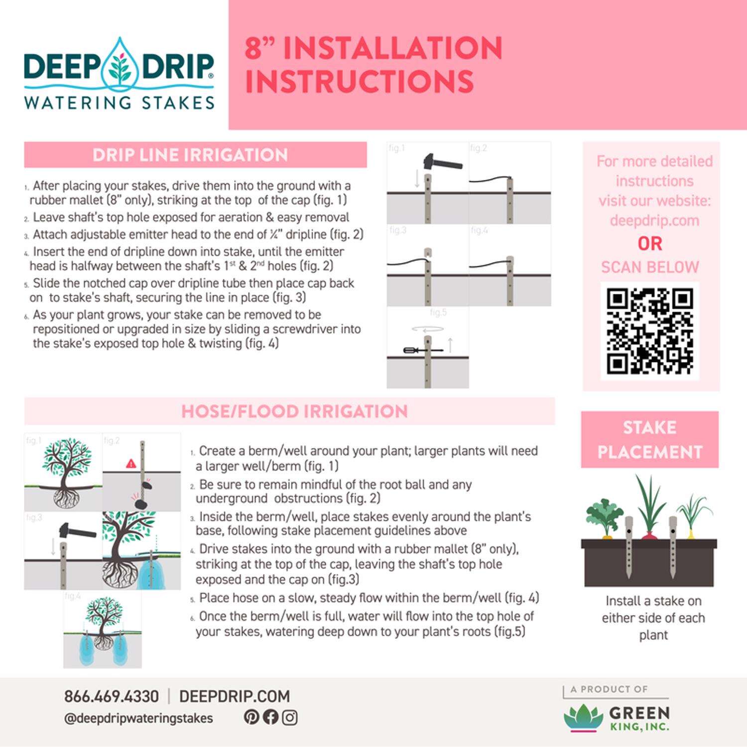 Deep Drip For 1/4 in. Tubing Drip Irrigation Watering Stake 8 in. H 1 pk