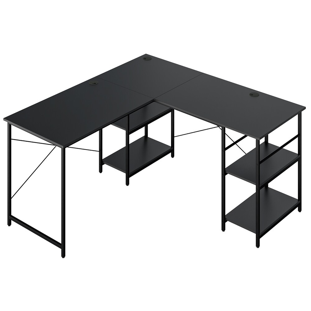 Costway 95'' Convertible L shaped Corner Computer Desk 2 Person Long