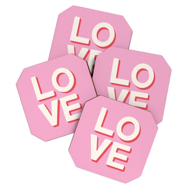 April Lane Art Love Pink Coaster Set Deny Designs