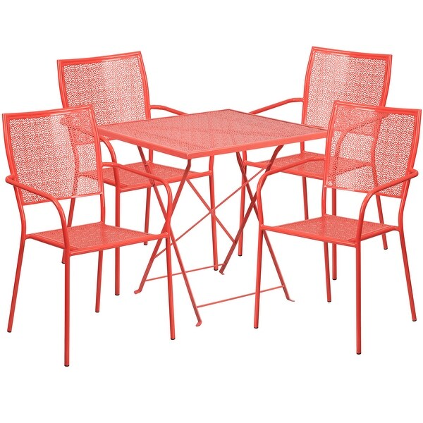 28-inch Square 5-piece Indoor/ Outdoor Folding Table and Chairs Set -  - 27415337