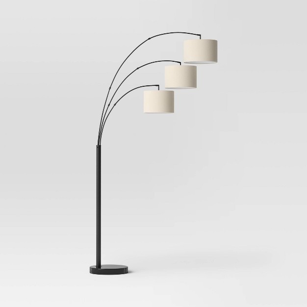 Avenal 3 head Shaded Arc Floor Lamp Black