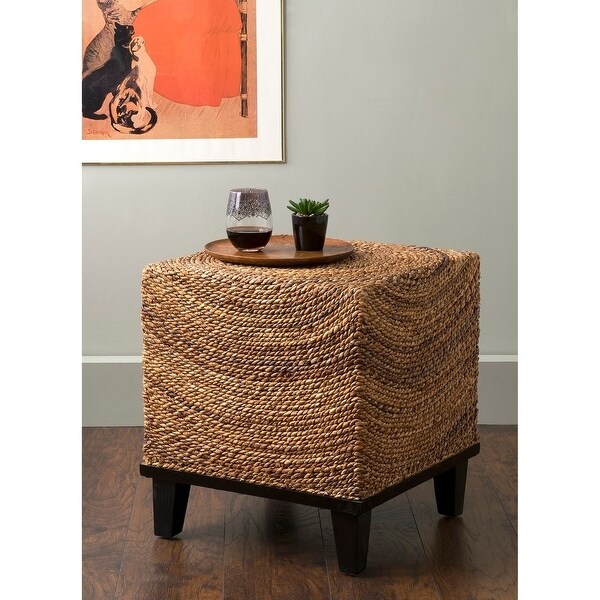 East at Main Natural Abaca Woven Cube Accent Table