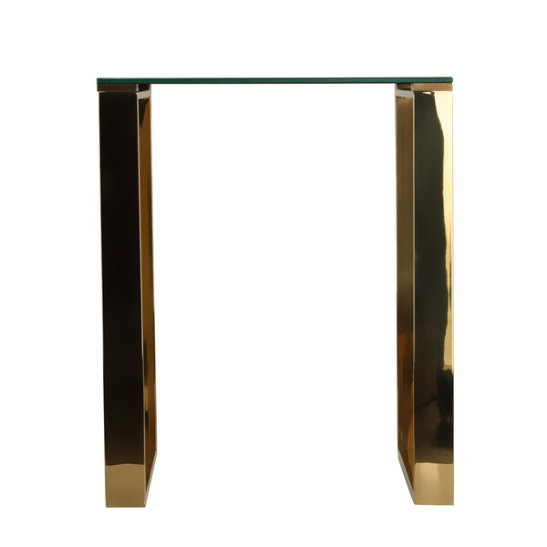 Cortesi Home Remini Black/Goldtone Tempered Glass/Metal End Table