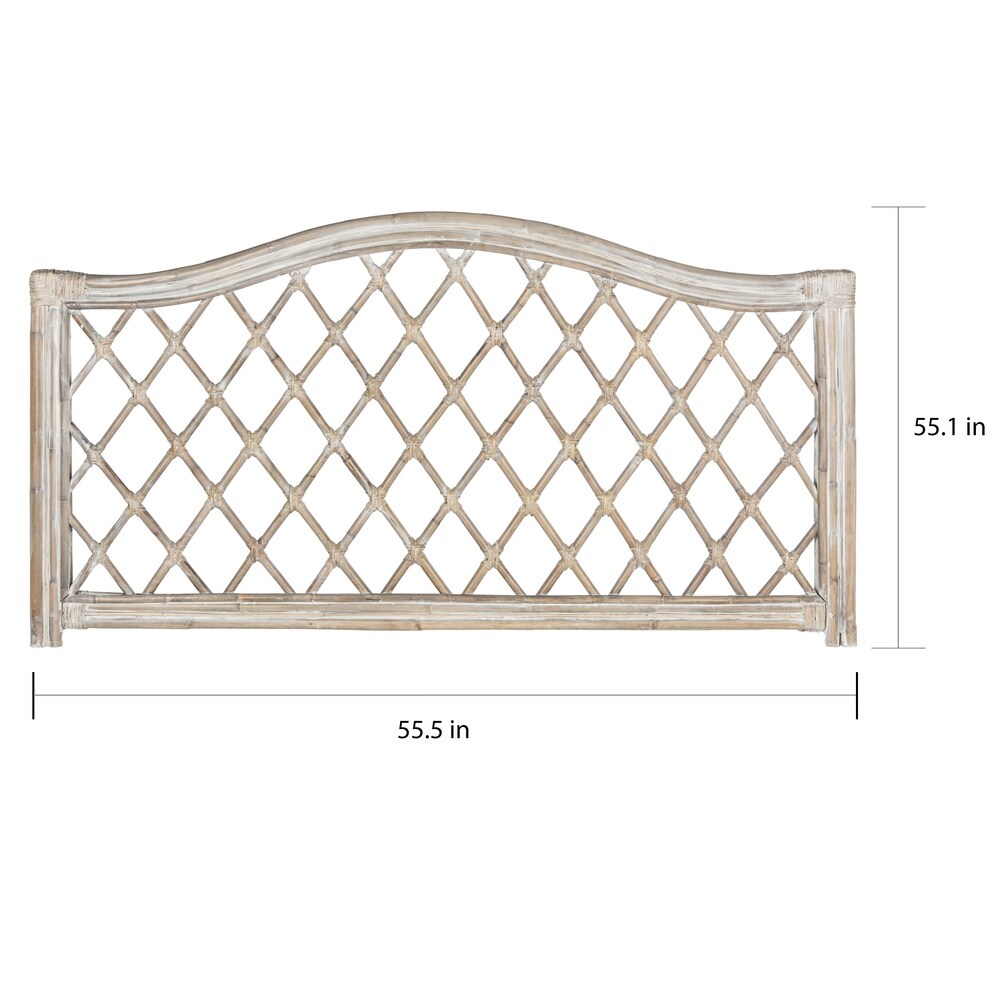 SAFAVIEH Gabrielle Antique Grey Rattan Wicker Trellis Headboard (Full)