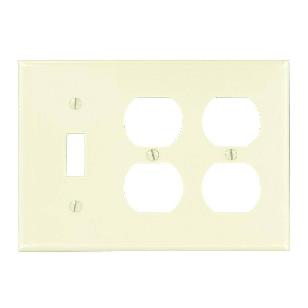 Leviton Ivory 3-Gang 1-Toggle2-Duplex Wall Plate (1-Pack) 86047