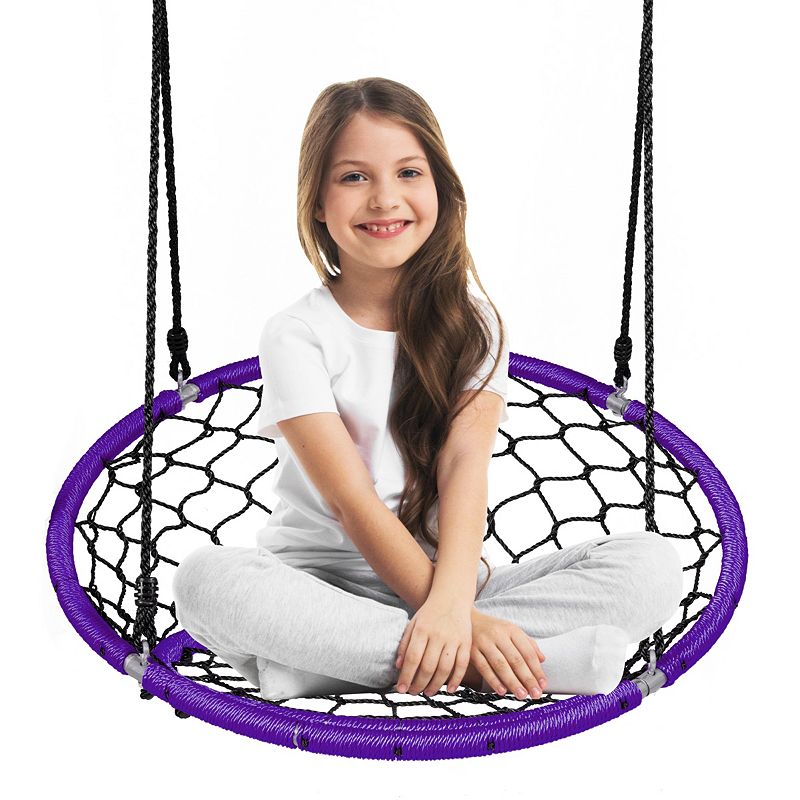 Net Hanging Swing Chair With Adjustable Hanging Ropes