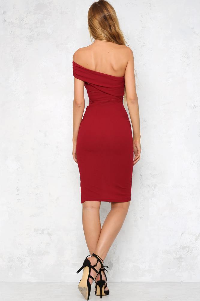 Happy Endings Midi Dress Wine