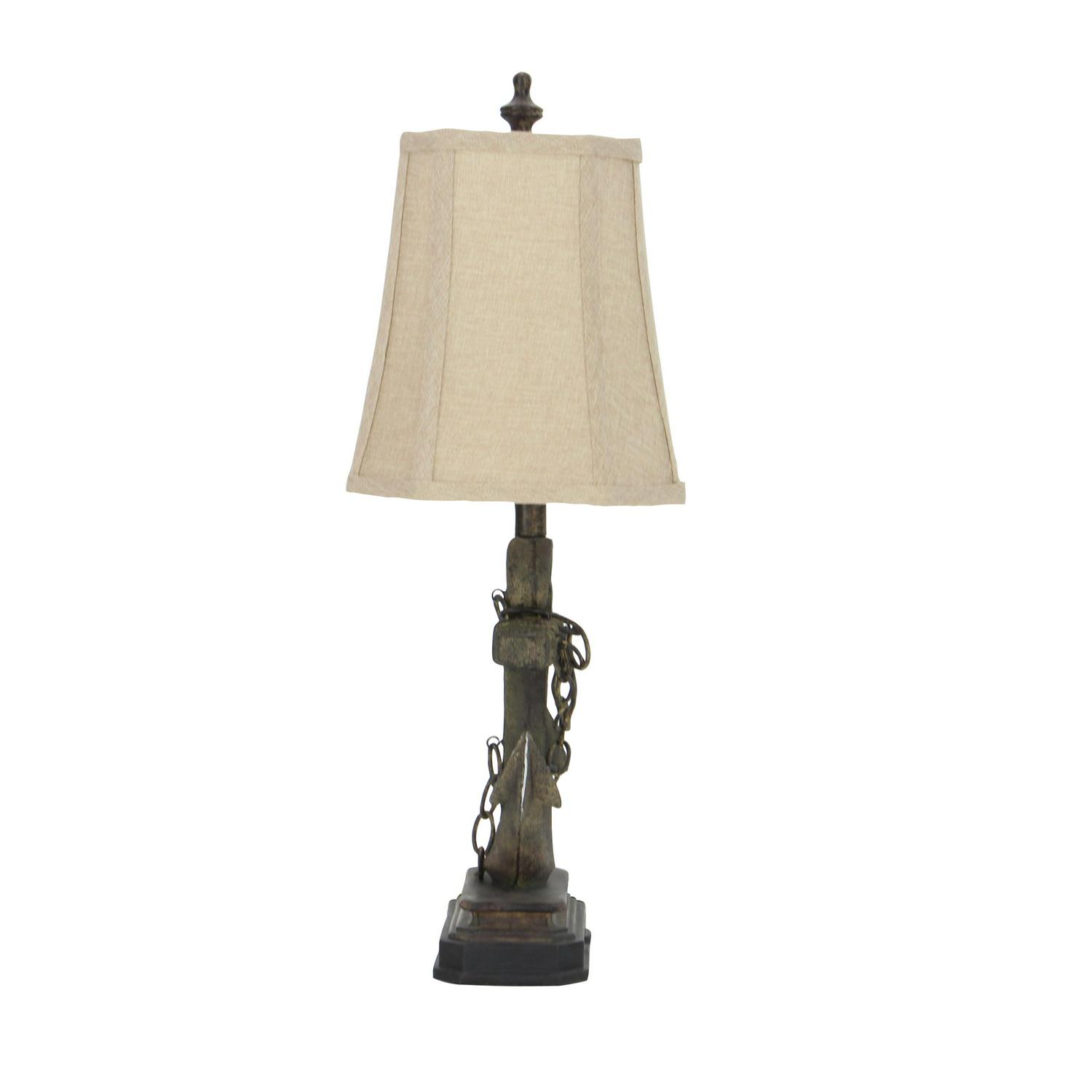 DecMode Brown Polystone Nautical Table Lamp 28 ， Set of 2