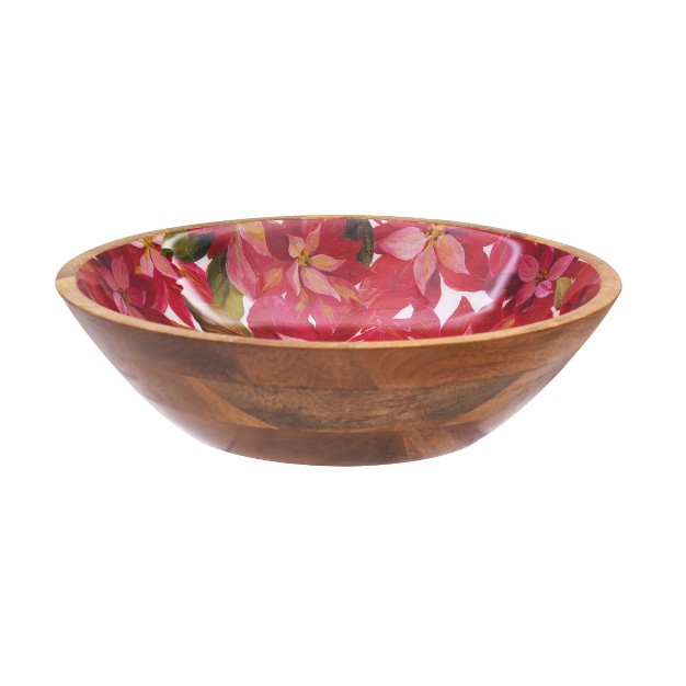 Gallerie Ii Poinsettia Moments Mango Wood Bowl