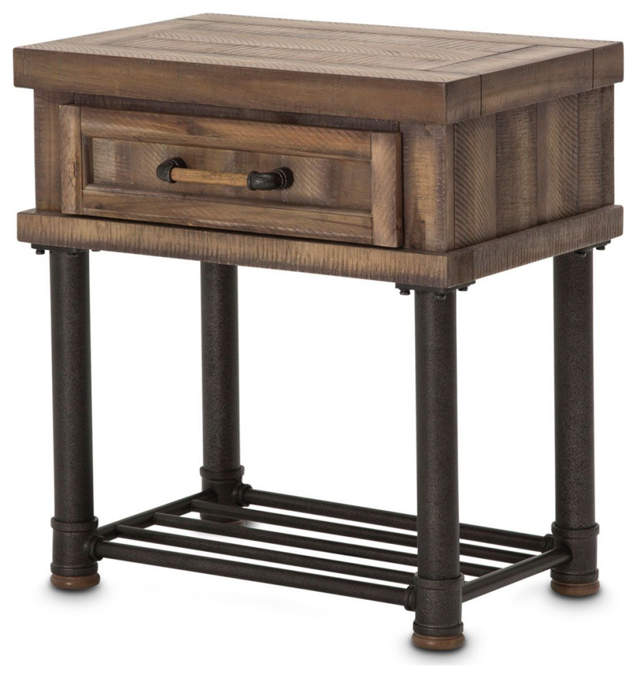 AICO Michael Amini Kathy Ireland Crossings Side Table with Drawer   Industrial   Side Tables And End Tables   by Unlimited Furniture Group  Houzz