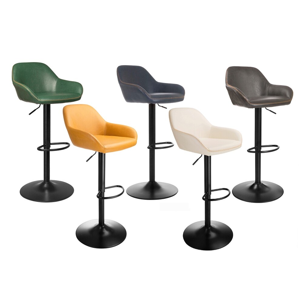 Glitzhome Set of 3 Mid Century Modern Adjustable Swivel Bar Stools   Set of 3