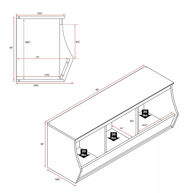 Prepac Monterey 3-Bin Cubby Storage