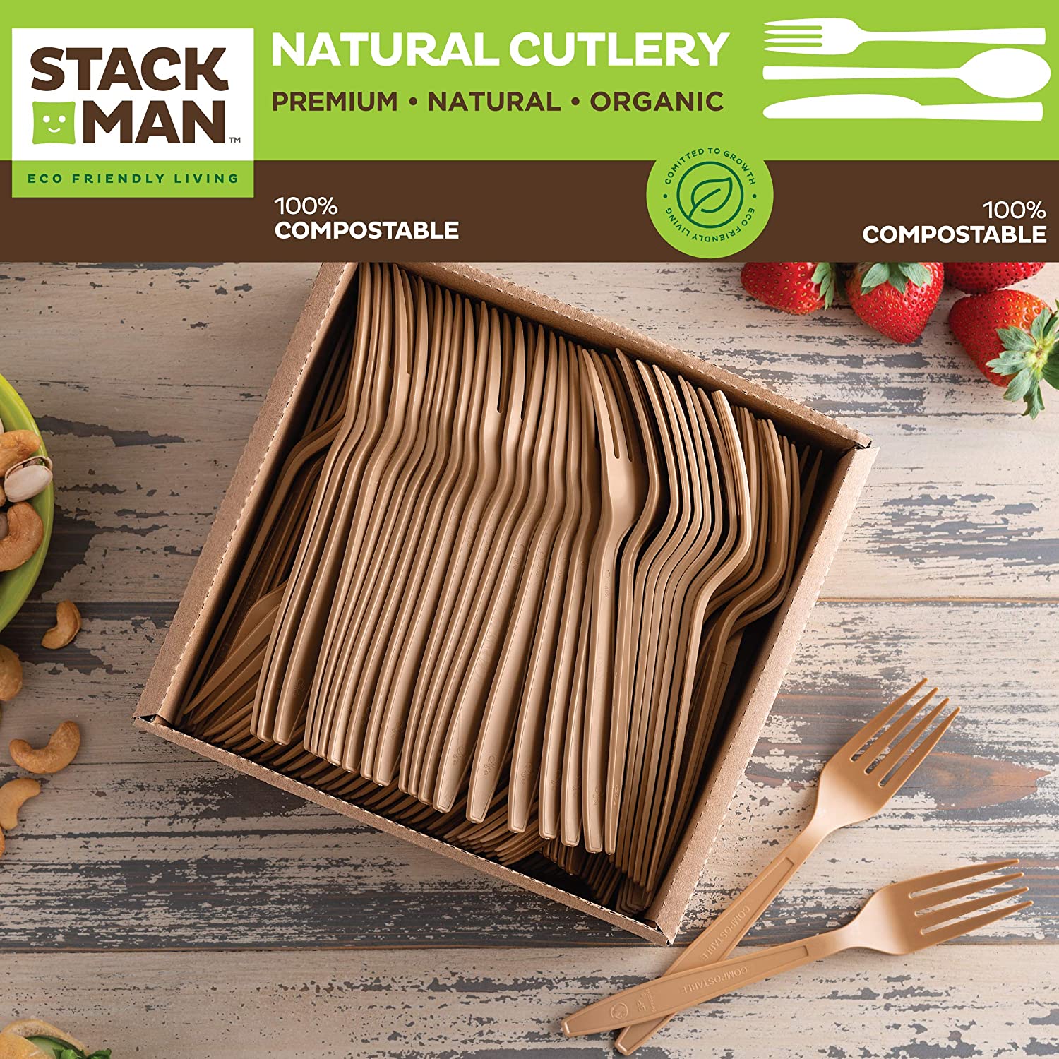 Stack Man 100% Compostable 12 oz. Paper Bowls [125-Pack] Heavy-Duty Quality Natural Disposable Bagasse