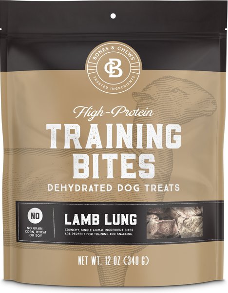 Bones and Chews All-Natural Lamb Lung Training Bites Dehydrated Dog Treats