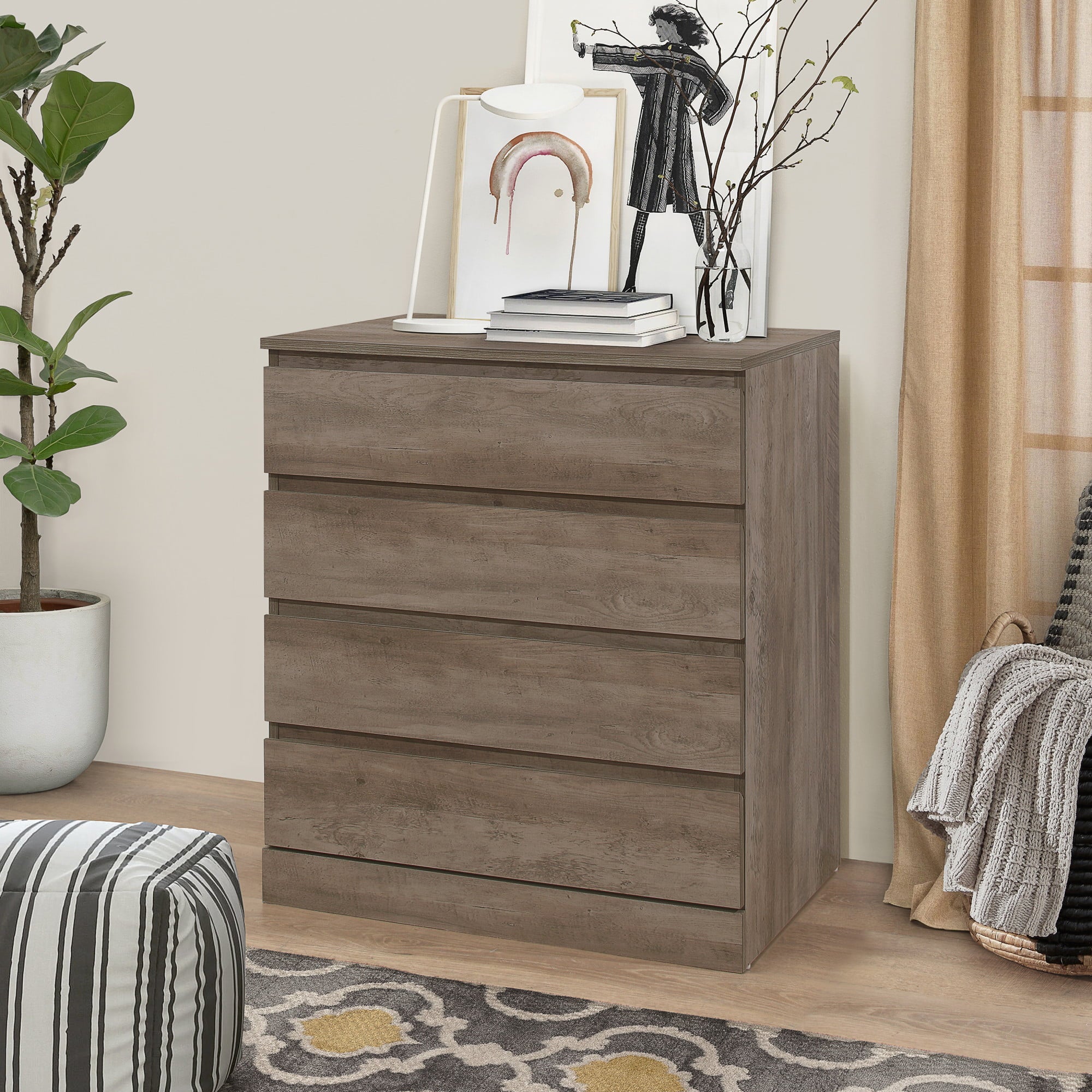 Brindle 4-Drawer Dresser, Gray Oak, by Hillsdale Living Essentials