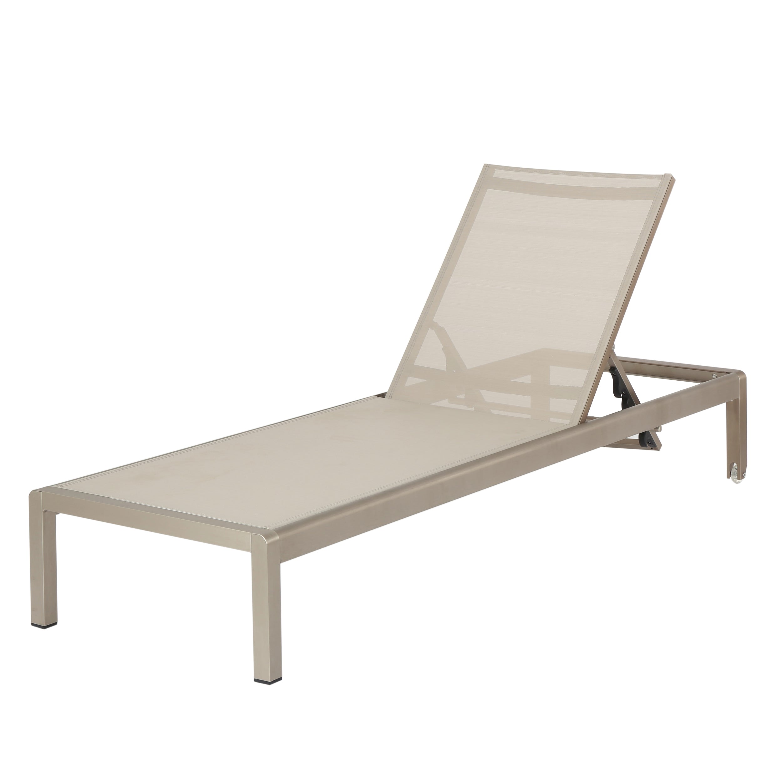 Cherie Modern Outdoor Gray Mesh Chaise Lounge with Wheels