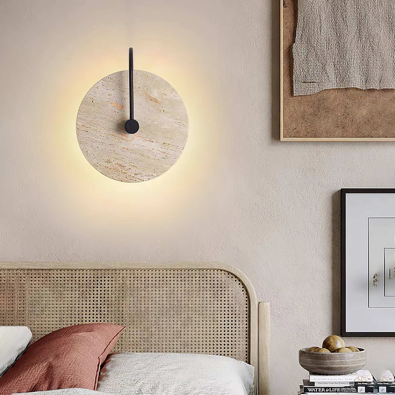 Round Travertine Wall Lamp