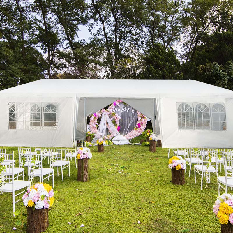 10 x 30 FT Outdoor Gazebo Canopy Tent Party Wedding Event Tent with 6 Removable Sidewalls & 2 Doorways