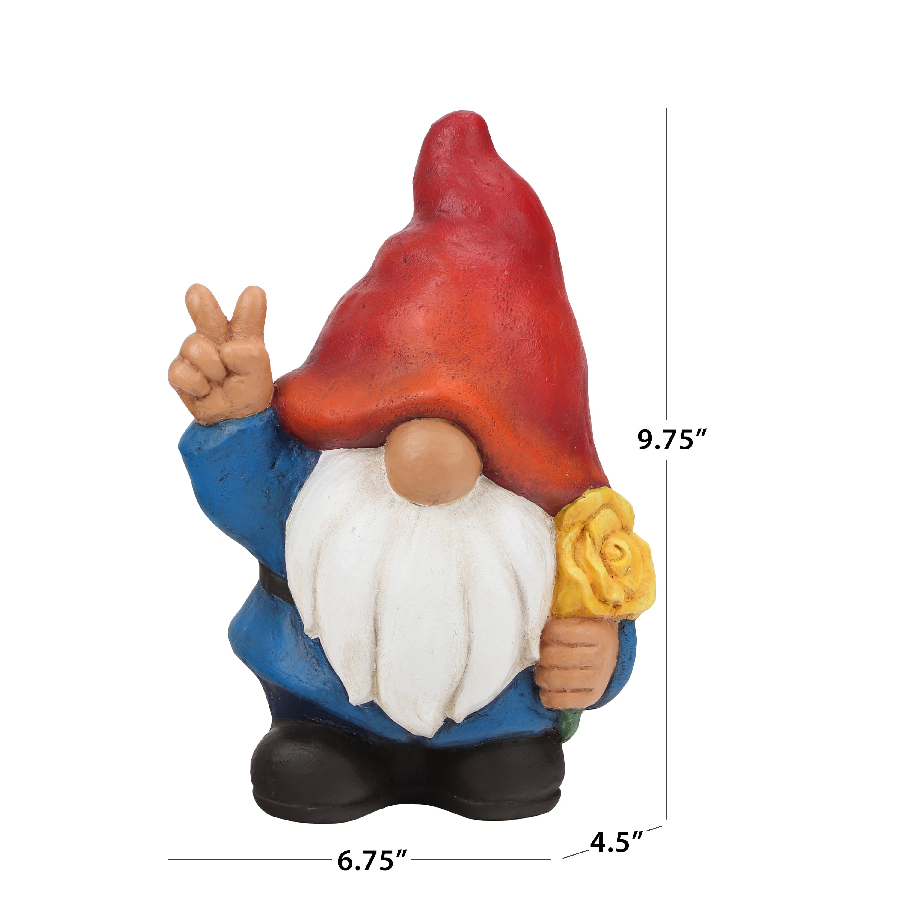 Mainstays Outdoor Red Blue Gnome Garden Statue, 6.75 in L x 4.5 in W x 9.75 in H