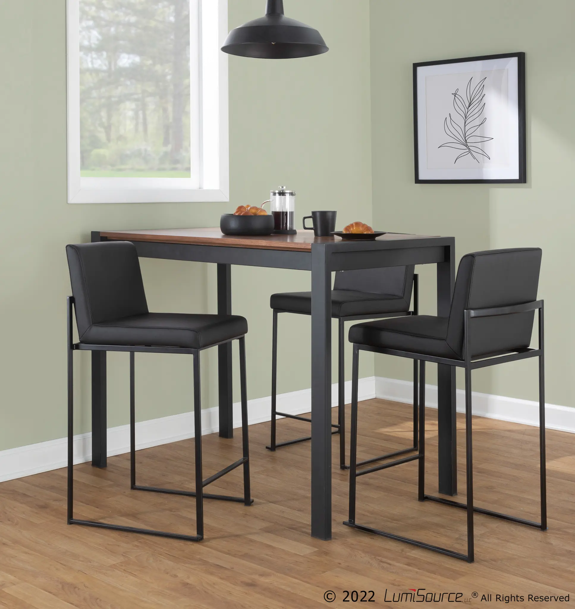 Fuji Black Counter Height Stool， Set of 2