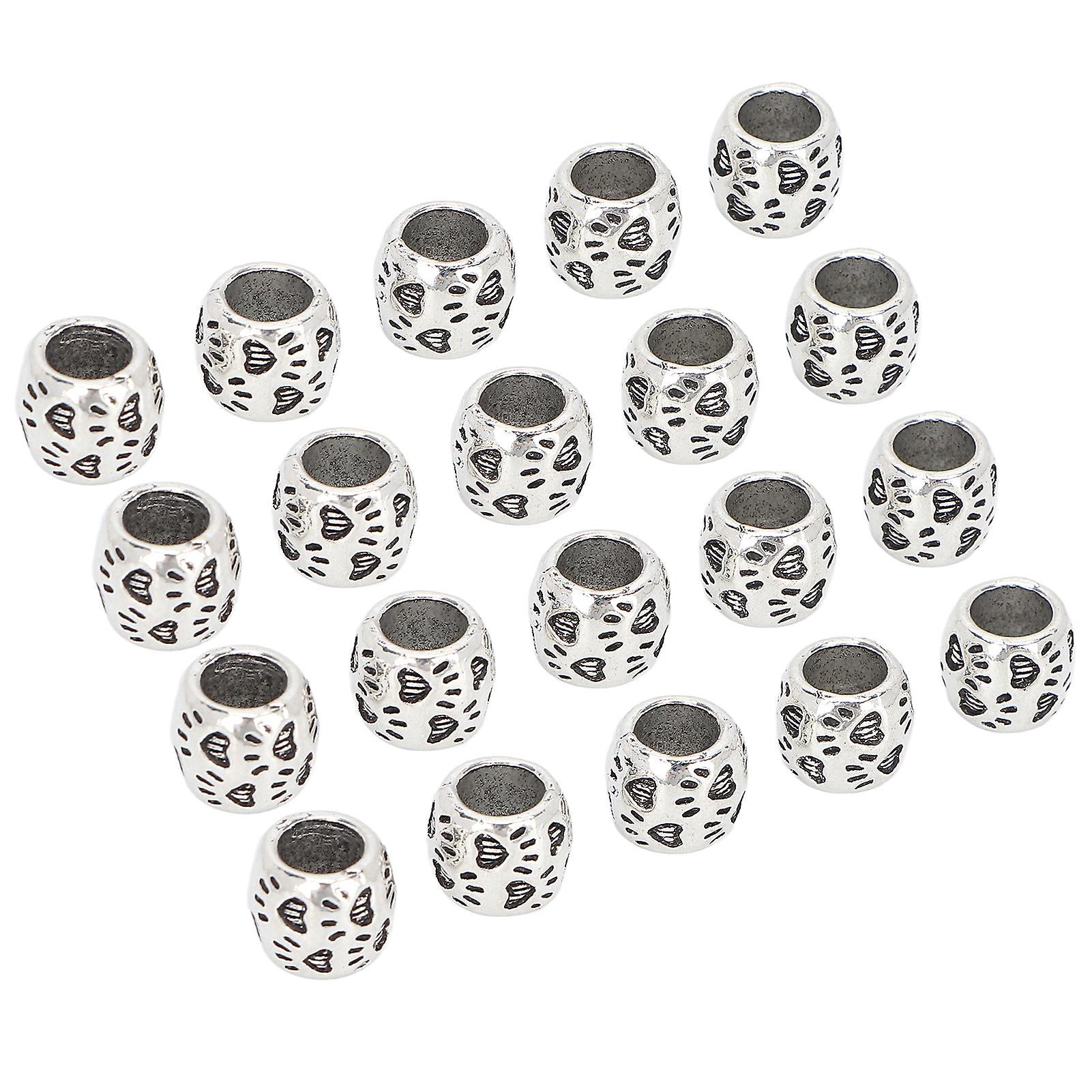 20pcs Diy Beard Beads Retro Silver Alloy Hair Braiding Dreadlocks Beads Accessories For Bracelet Pendant Necklace