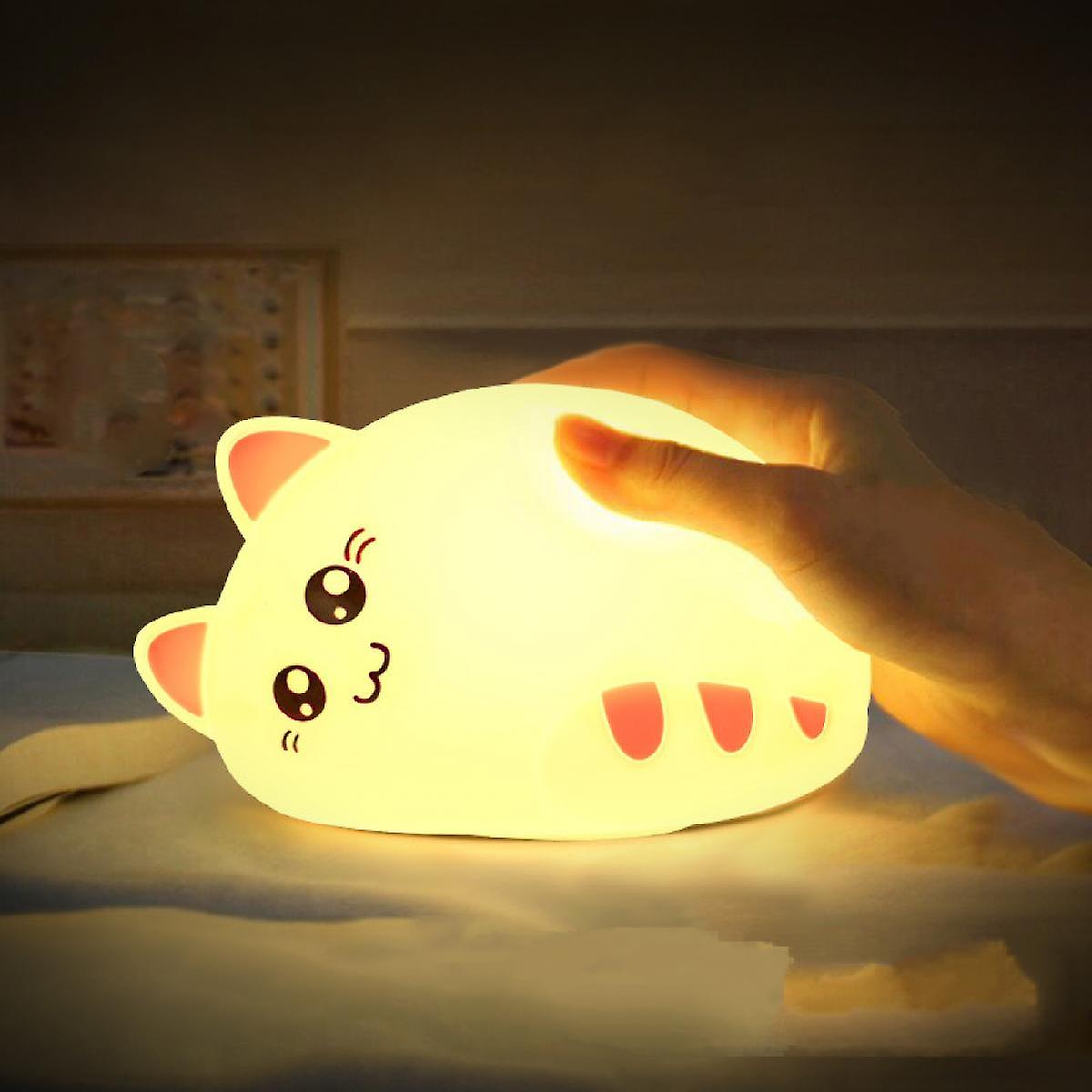 Nursery Night Light， Soft Silicone Cute Cat Led Night Light For Kid