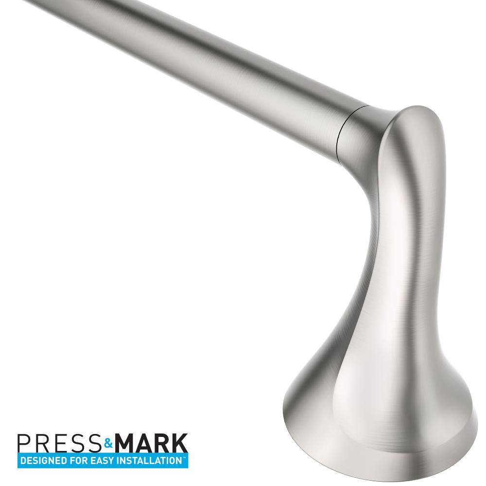 MOEN Darcy 24 in. Towel Bar with Press and Mark in Brushed Nickel MY1524BN