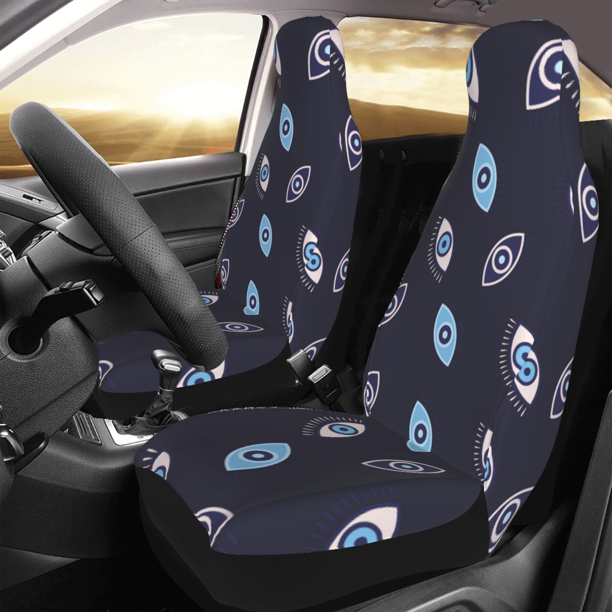 ZICANCN Car Seat Cover Blue Evil Eye Car Front Seat Covers Protectors ， Automotive Seat Covers for Cars Trucks Suv