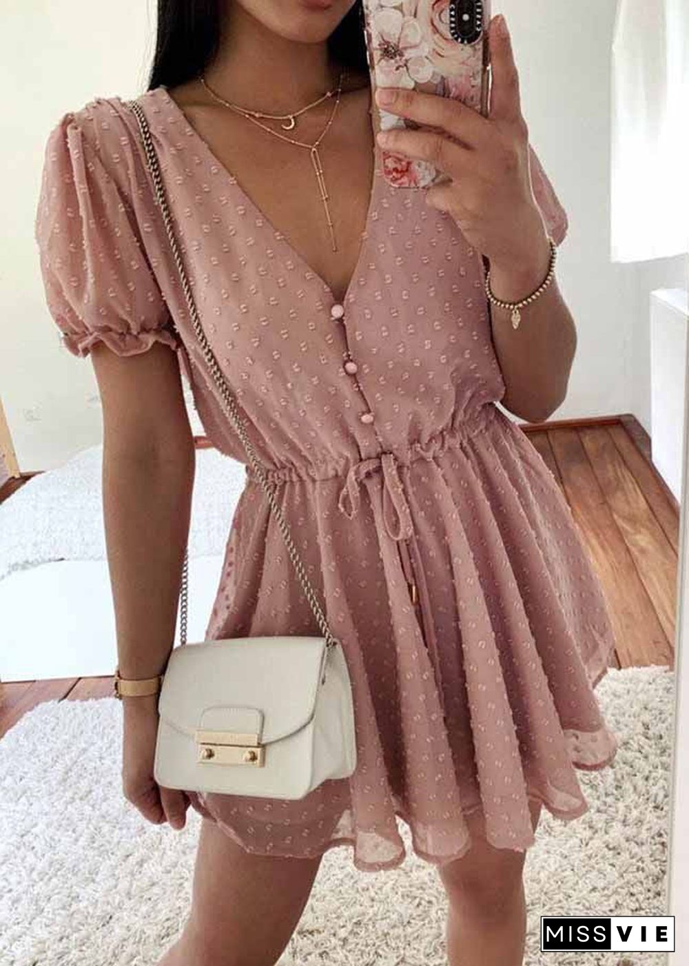 3d Embroidery Chiffon Short Jumpsuit Long Sleeve Romper Shorts