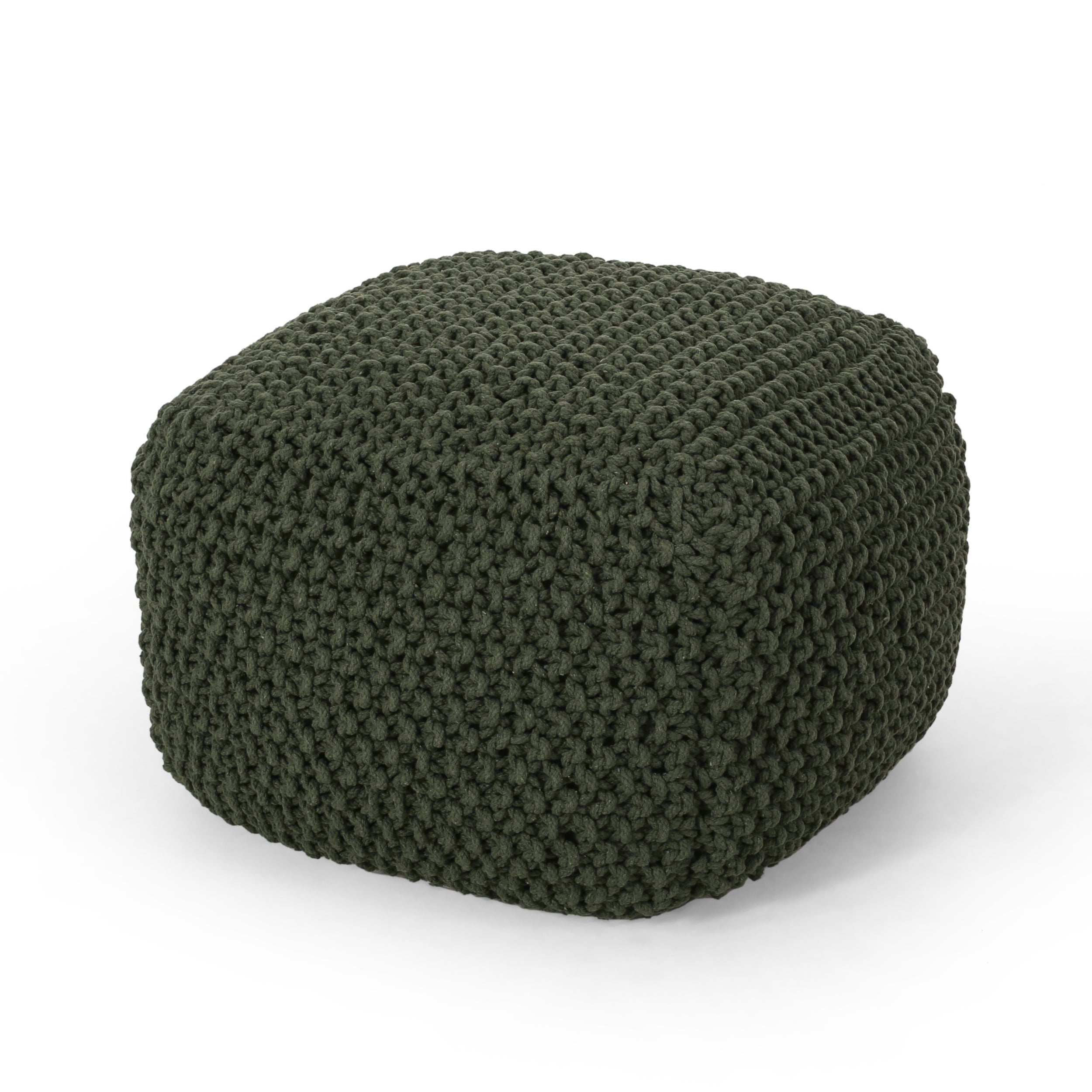 Teresa Modern Knitted Cotton Cube Pouf