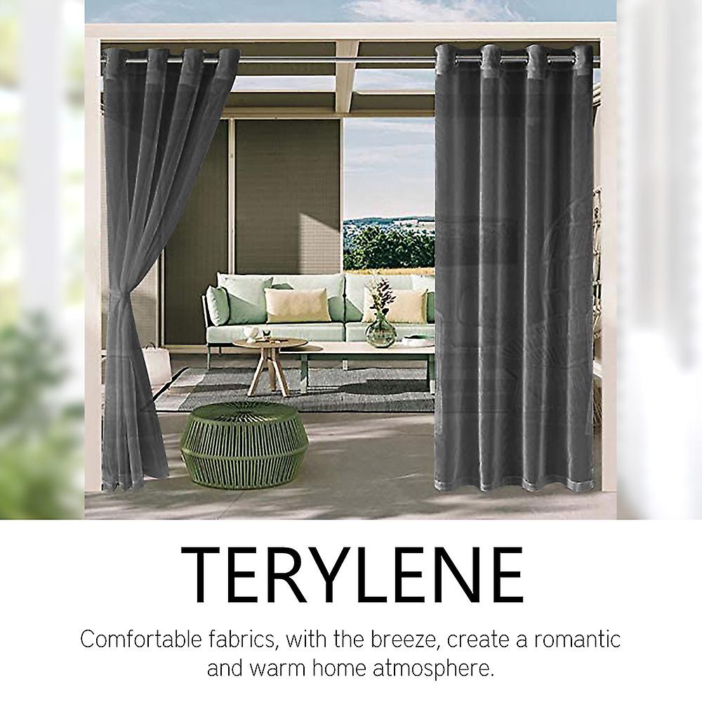 2pc Curtain Modern Simple Waterproof Solid Color Trilon Transparent Perforated Sunscreen Antiple Uv Curtain Fabric