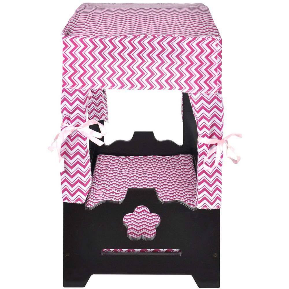 HOMESTOCK Espresso Kids Canopy Doll Bed 37204