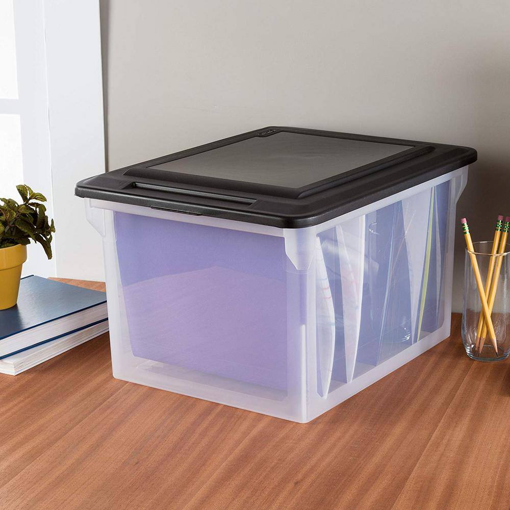 Sterilite 0.8 qt. Storage Box in Clear with Black Lid (16-Pack) 16 x 18689004