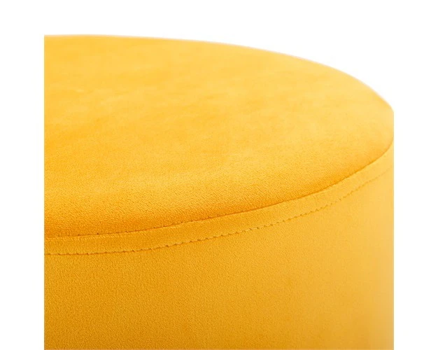 Birdrock Home Round Velvet Ottoman Foot Stool Yellow