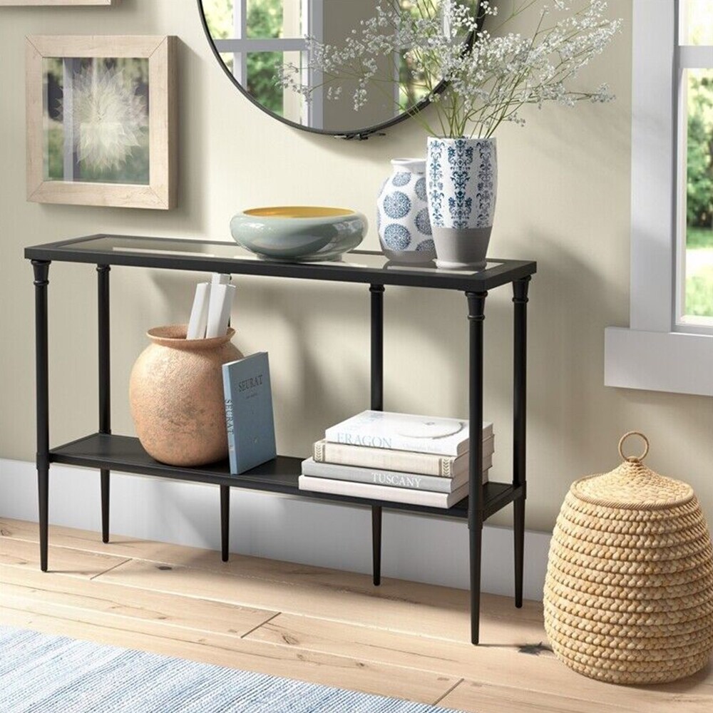 Blackened Bronze Metal/Glass Console Table   54 x 84