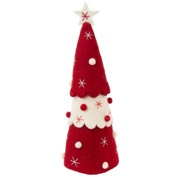 Handmade Felt Christmas Tree Topper or Tabletop Decor，Set of 3 Red