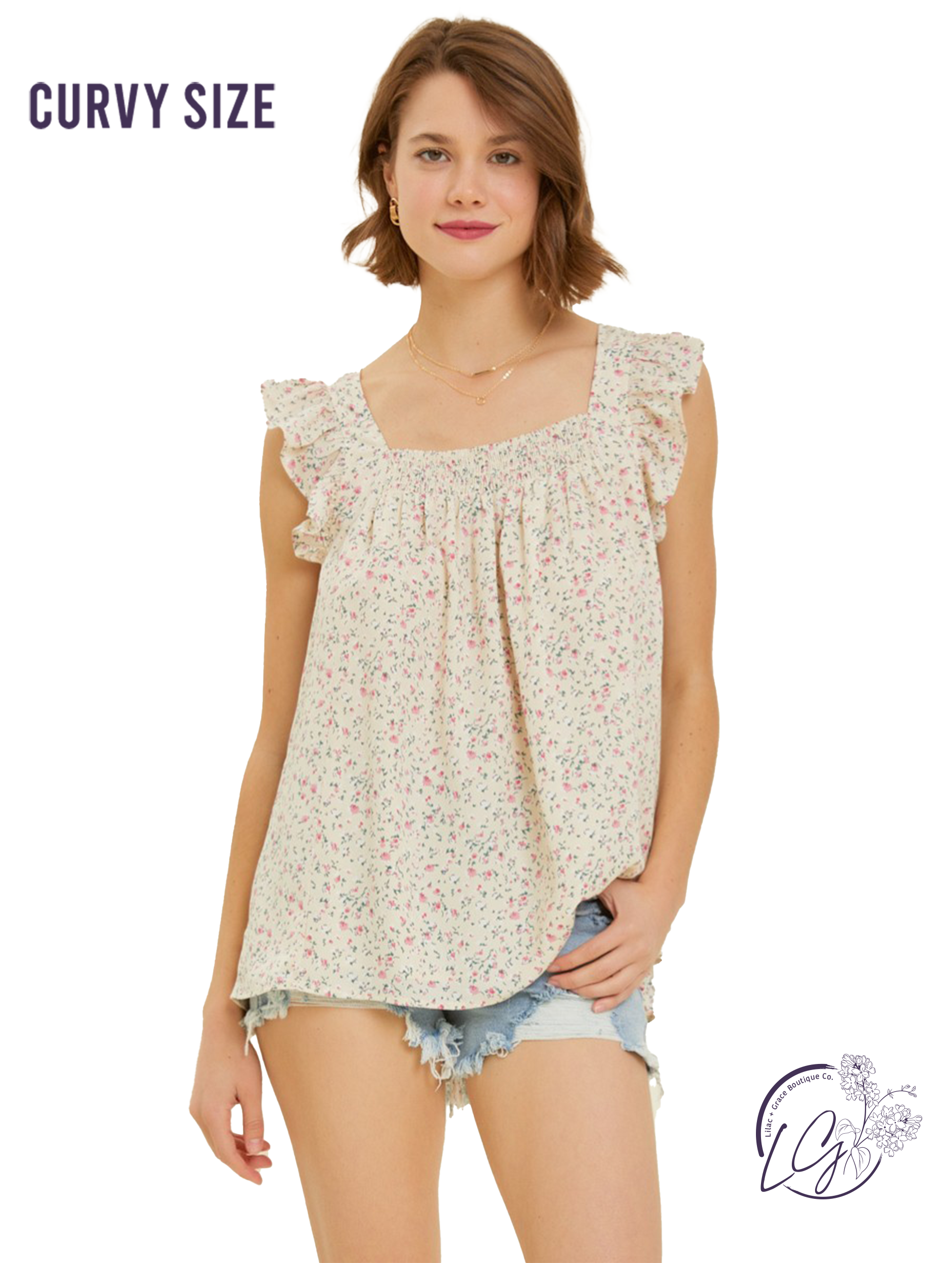 Curvy Blossoming  Ruffle Blouse