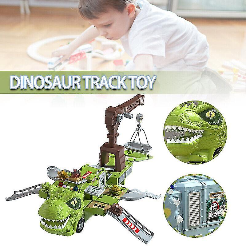 Dinosaur Transforming Engineering Truck Track Toy Set With Lights And Music