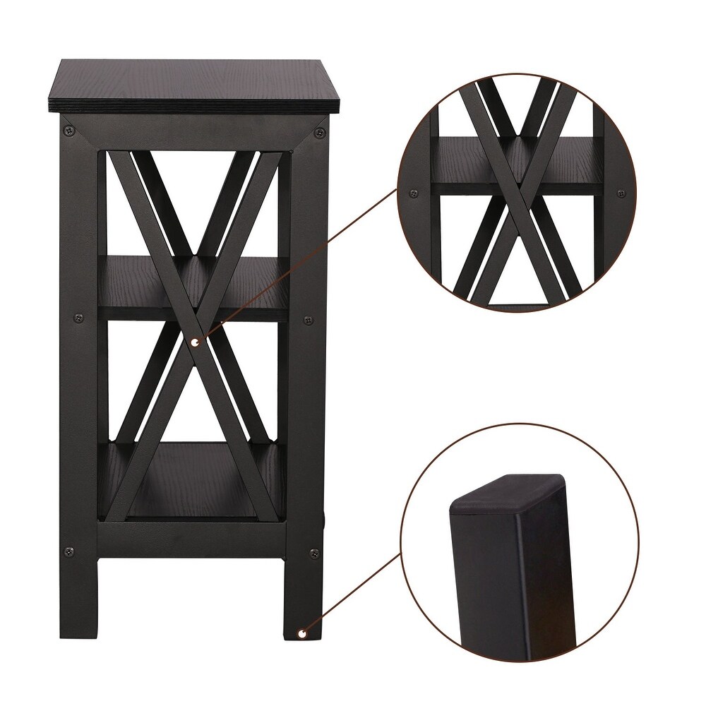 VECELO Modern Nightstand with 3 tier Storage Shelves