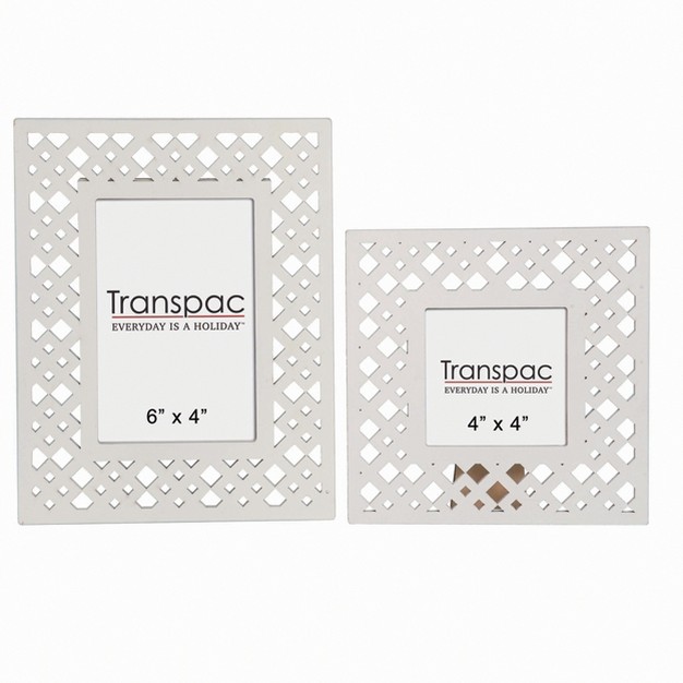 White Spring Die cut Patterned Frame Set Of 2