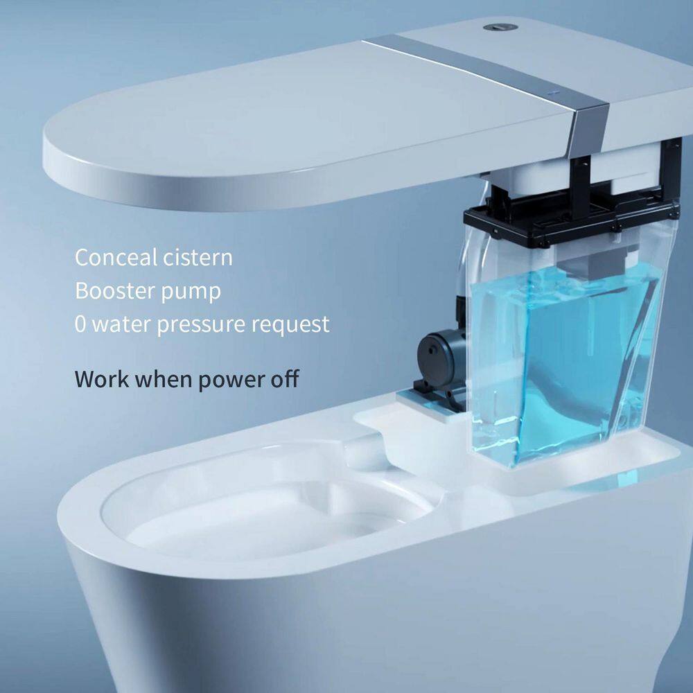 INSTER Smart 1-piece 1.0 GPF Single Flush Elongated Toilet in. White Seat Included with Remote Panel HDMJYNTL0003