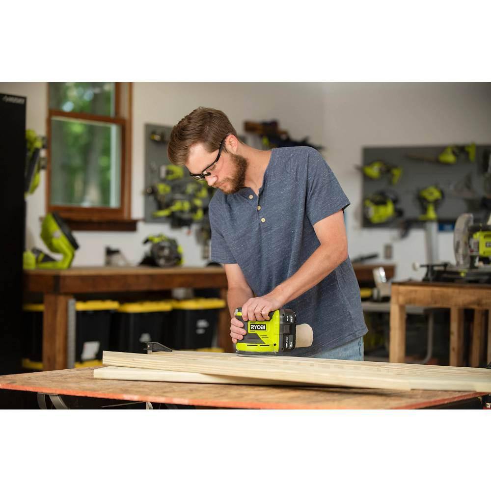 RYOBI ONE+ 18V Cordless 5 in. Random Orbit Sander (Tool Only) with 7-Piece 5 in. Random Orbit Sand Paper Assortment PCL406B-A21701