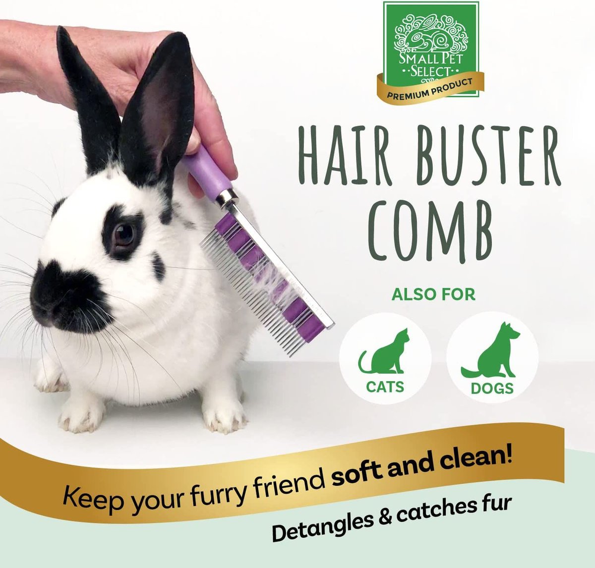 Small Pet Select Hair Buster Fur Detangler Comb Cat， Dog and Small-Pet Grooming Tool， Purple