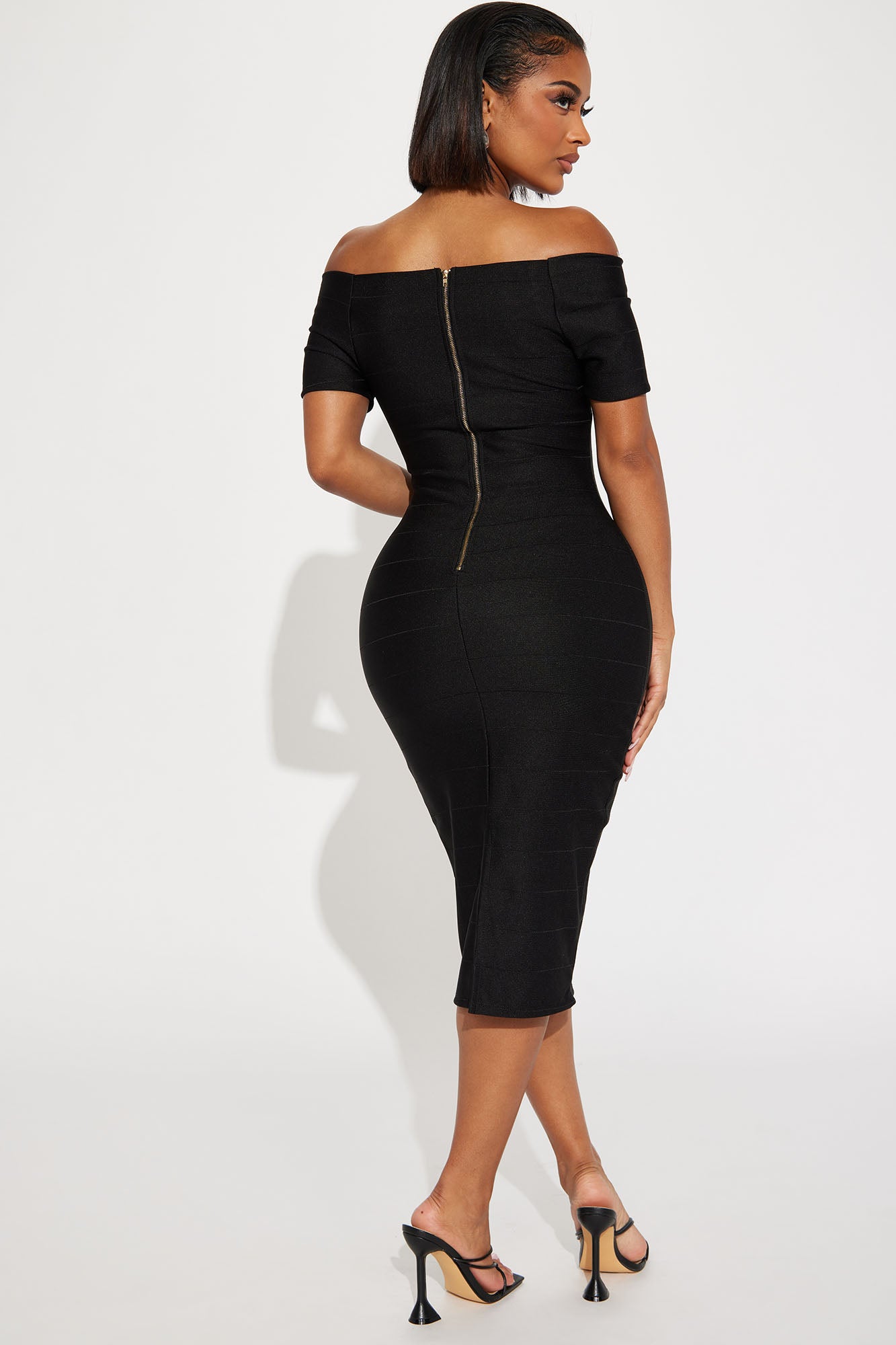 Amara Off Shoulder Midi Dress - Black