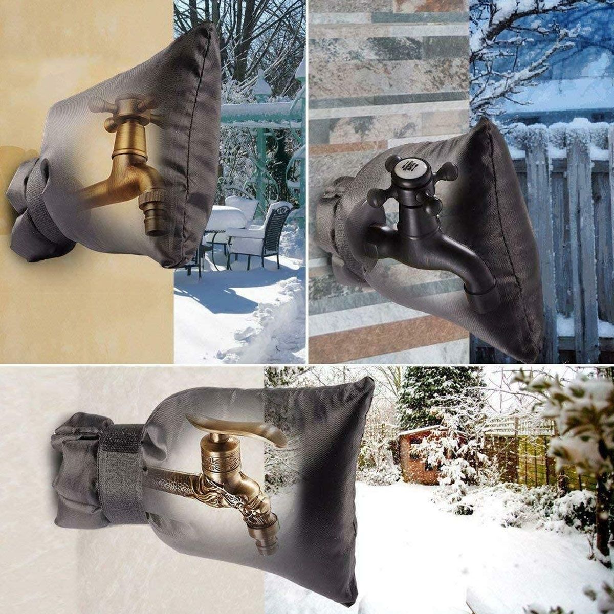 Spencer 4 Pack Outdoor Faucet Covers for Winter， Outside Garden Faucet Socks for Freeze Protection， Reusable Waterproof Insulated Spigot Pipe Hose Cover (Blue， 5.5