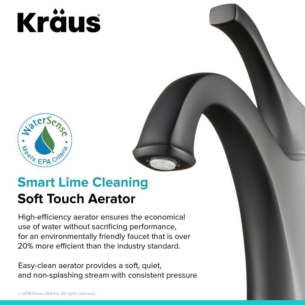 KRAUS Arlo Single Hole Single Handle Bathroom Faucet in Matte Black KBF-1201MB