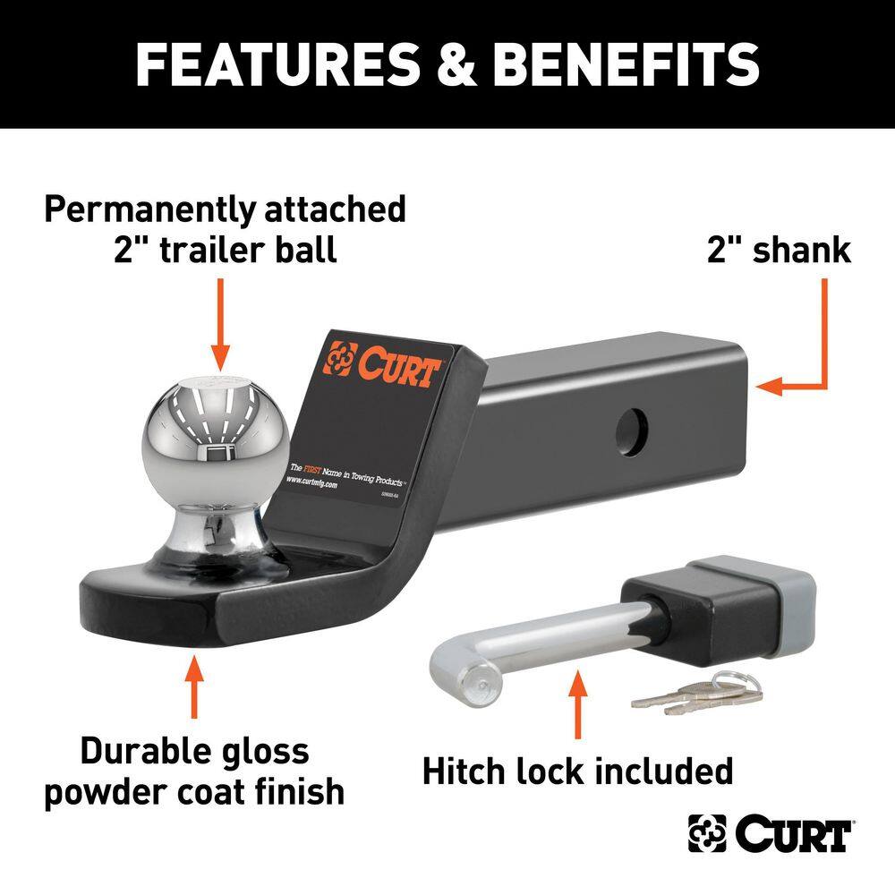 CURT 7500 lbs. 2 in. Drop Trailer Hitch Ball Mount Draw Bar Towing Starter Kit with 2 in. Ball (2 in. Shank) 45141