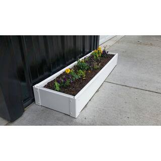 Handy Bed 12 in. x 48 in. x 6 in White Vinyl Raised Garden Bed HB-14TGW