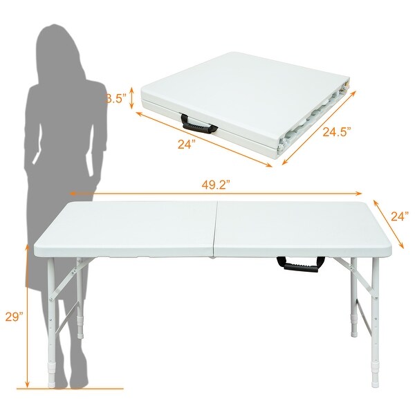 4ft Portable Folding Table Indoor and Outdoor Maximum Weight 135KG Foldable Table for Camping White